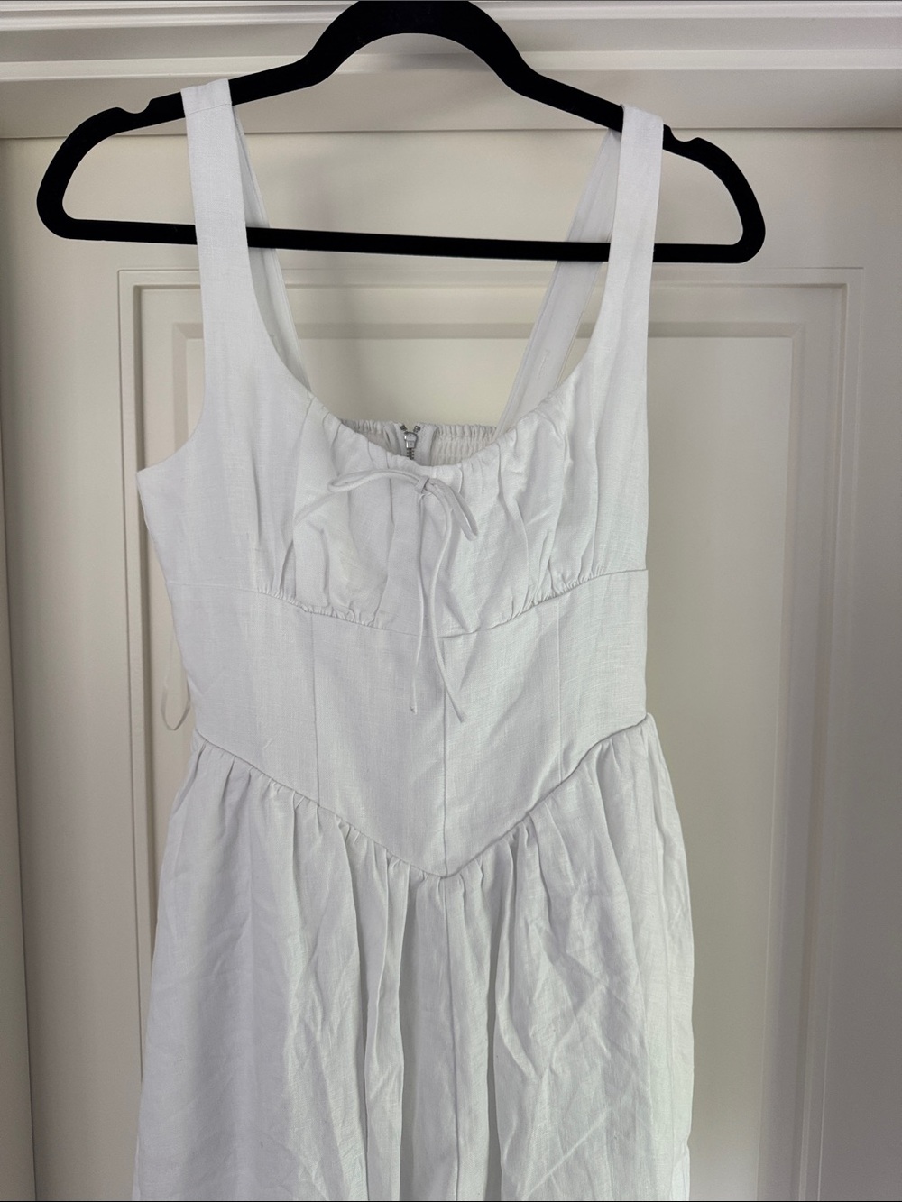 Reformation White Sleeveless Midi Dress with Gathered Bust - Picture 2 of 4
